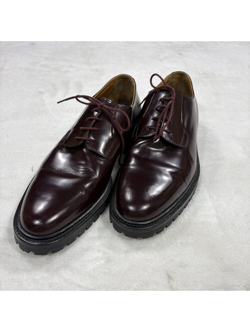 Common Projects 2321 EU 42 Burgundy Leather Derby Lug Sole Shoes Made Italy